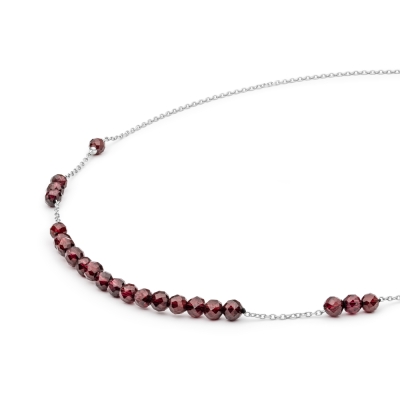 Stříbrný náhrdelník s granáty Dalia - granát, stříbro 925/1000