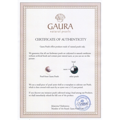 certifikát pravosti Gaura Pearls