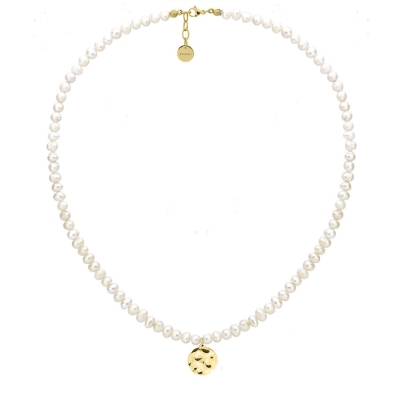 Perlový choker náhrdelník Bibiana Gold - chirurgická ocel, perla