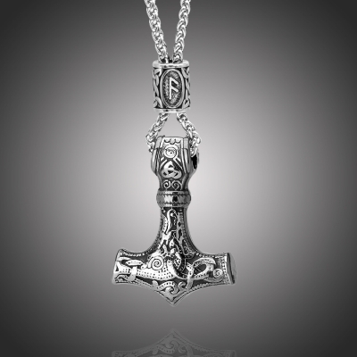 Pánský náhrdelník Thórovo kladivo - MJOLNIR - runa Ansuz