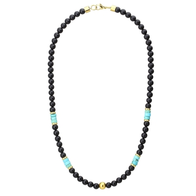 Pánský korálkový náhrdelník Pietro - 6 mm přírodní matný onyx a magnezit