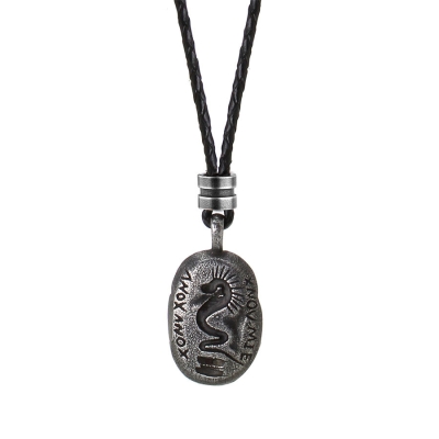 Pánský kožený náhrdelník Neptuno - medailon s hadem