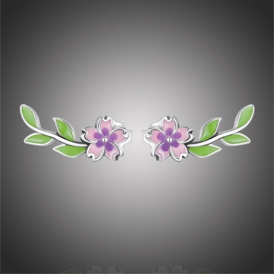 Stříbrné květinové náušnice Spring Flower, stříbro 925/1000
