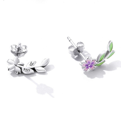Stříbrné květinové náušnice Spring Flower, stříbro 925/1000