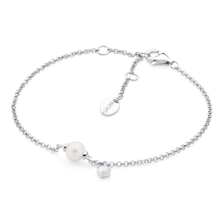 Stříbrný náramek s perlou a zirkonem Enriqa - stříbro 925/1000