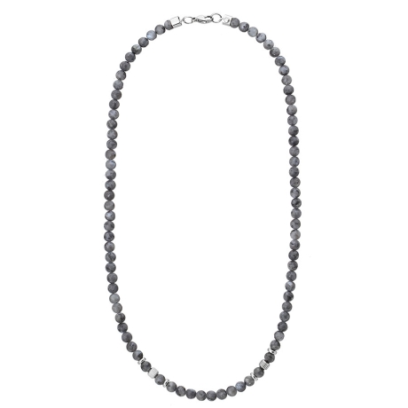 Pánský korálkový náhrdelník Enrico - 6 mm šedý labradorit