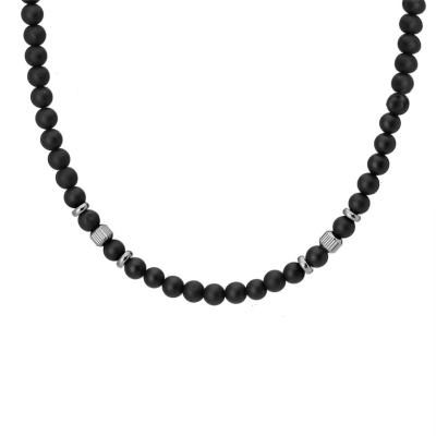 Pánský korálkový náhrdelník Giorgio - 6 mm přírodní matný onyx