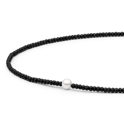 Stříbrný náhrdelník s perlou Paola - stříbro 925/1000, černý spinel