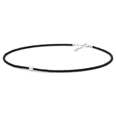 Stříbrný náhrdelník s perlou Paola - stříbro 925/1000, černý spinel