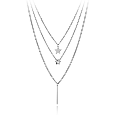 Ocelový trojitý náhrdelník Rebeca - chirurgická ocel, hvězda