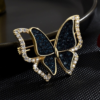 Luxusní brož se zirkony Crystal Butterfly Gold - motýl