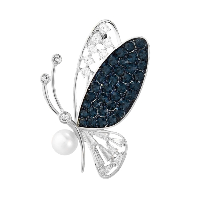 Luxusní brož Swarovski Elements Gina - motýl, perla