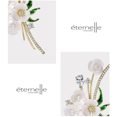Luxusní perleťová brož se zirkony Anastacia- květina