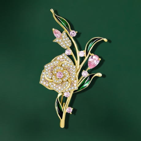 Luxusní květinová brož se Swarovski Elements krystaly