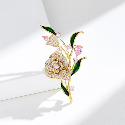 Luxusní květinová brož se Swarovski Elements krystaly