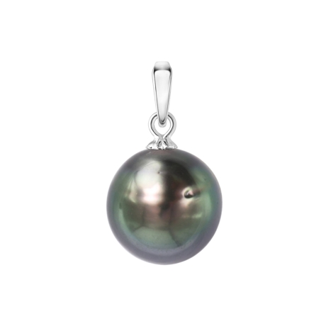 Přívěsek s černou tahitskou 9-10 mm sladkovodní perlou - stříbro 925/1000
