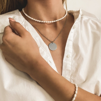 Perlový náramek Emilie -  řiční perla, chirurgická ocel