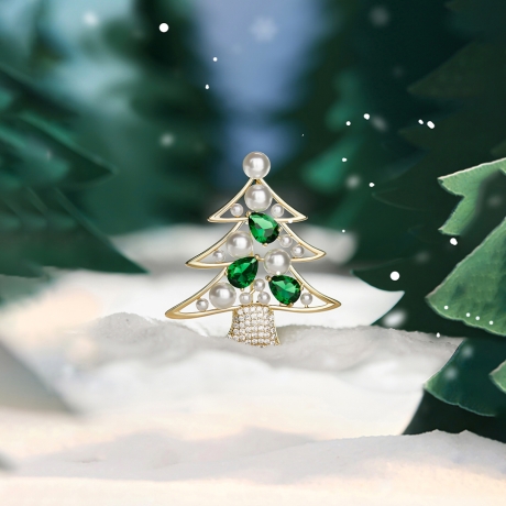 Vánoční brož se zirkony Christmas Tree 8 - vánoční stromeček