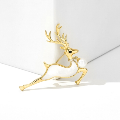 Vánoční brož s perlou - jelen