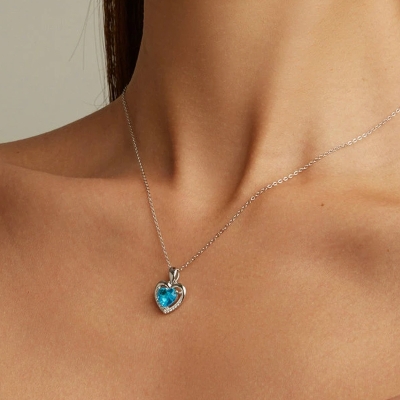 Stříbrný náhrdelník Amorita - stříbro 925/1000, modrý zirkon, srdce