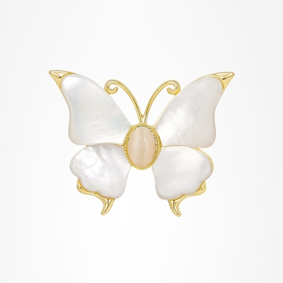 Perleťová brož s opálem Pietra - motýl