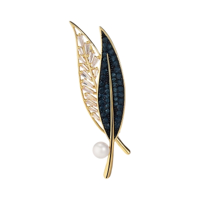 Luxusní brož s perlou a zirkony Estella Gold