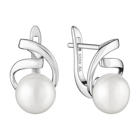 Stříbrné náušnice s bílou perlou, stříbro 925/1000
