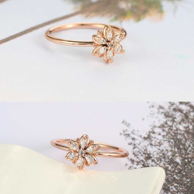 Prsten se zirkony Lorenza Rose Gold - květina