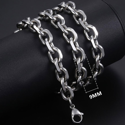 Ocelový náhrdelník John - 9 mm, Rolo chain, chirurgická ocel