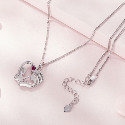 Stříbrný náhrdelník Maminka s dítětem, stříbro 925/1000, srdce