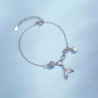 Stříbrný náramek Mystic Ocean - stříbrno 925/1000, ploutev mořské panny