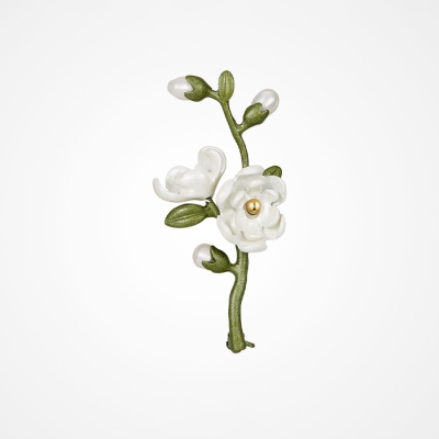 Unikátní perlová brož - květina, sladkovodní perla
