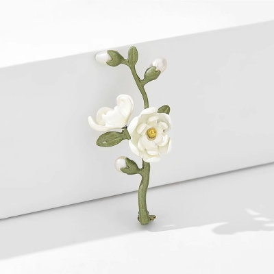 Unikátní perlová brož - květina, sladkovodní perla