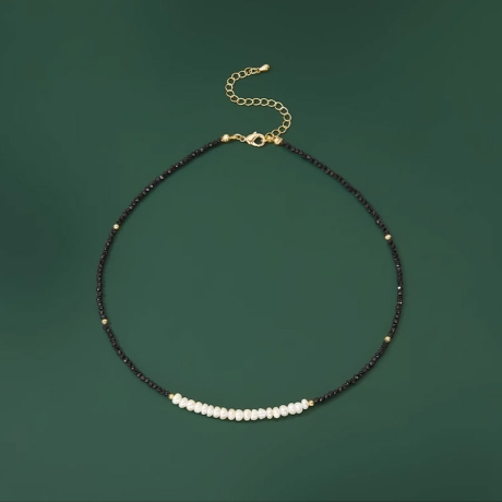Choker náhrdelník Estrella, sladkovodní perla, spinel