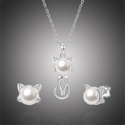 Stříbrná souprava šperků Kitty, stříbro 925/1000, kočka