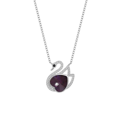 Stříbrný náhrdelník Swarovski Elements Alexa Violet - labuť