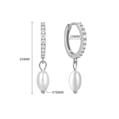 Stříbrné náušnice s perlou Enya, stříbro 925/1000