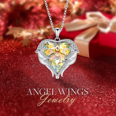 Náhrdelník Swarovski Elements Angel Wings Yellow - andělská křídla