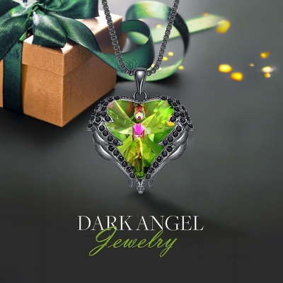 Náhrdelník Swarovski Elements Dark Angel Green - andělská křídla