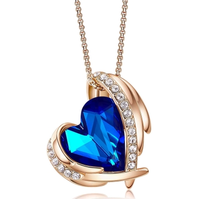 Náhrdelník Swarovski Elements Amorita Gold Sapphire Blue