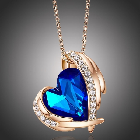 Náhrdelník Swarovski Elements Amorita Gold Sapphire Blue