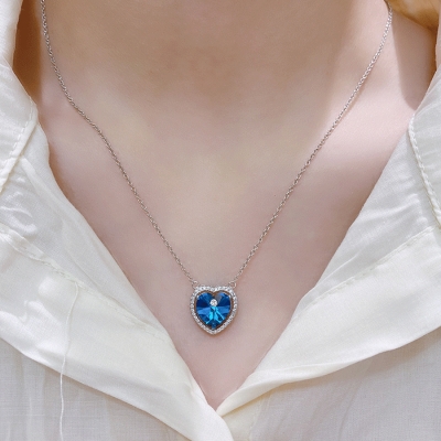 Stříbrný náhrdelník Swarovski Elements Angela - stříbro 925/1000, srdce