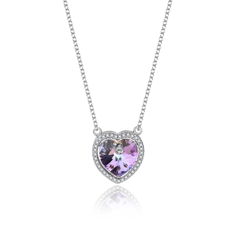 Stříbrný náhrdelník Swarovski Elements Angela Violet - stříbro 925/1000