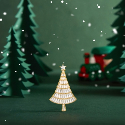Vánoční brož Swarovski Elements Emma Gold - vánoční stromeček