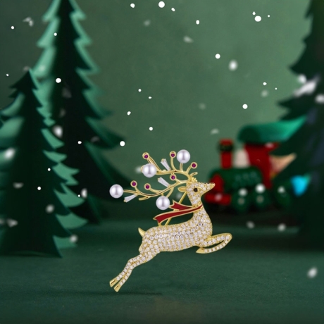Vánoční brož Swarovski Elements Rudolf 2 - vánoční sob
