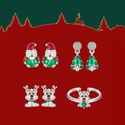 Stříbrný prsten Vánoční sob, stříbro 925/1000