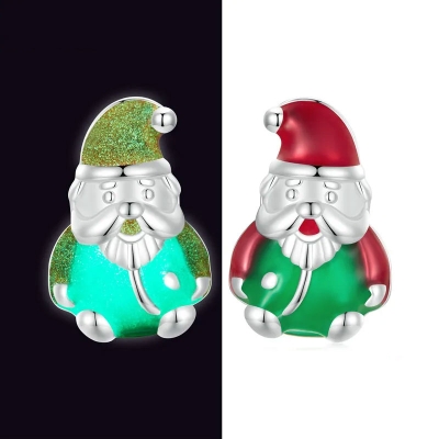 Vánoční náušnice luminiscenční Santa Claus, stříbro 925/1000