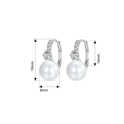 Stříbrné náušnice s perlou a zirkony Ricarda, stříbro 925/1000