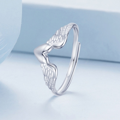 Stříbrný prsten Andělská křídla, stříbro 925/1000