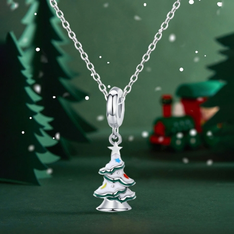Stříbrný náhrdelník Vánoční stromeček - stříbro 925/1000
